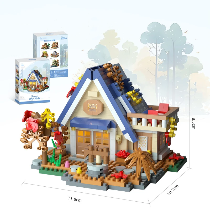 Creatieve straatbeeld bouwmodel bouwstenen bos boomhut puzzel windmolen boomhut decoratie speelgoed