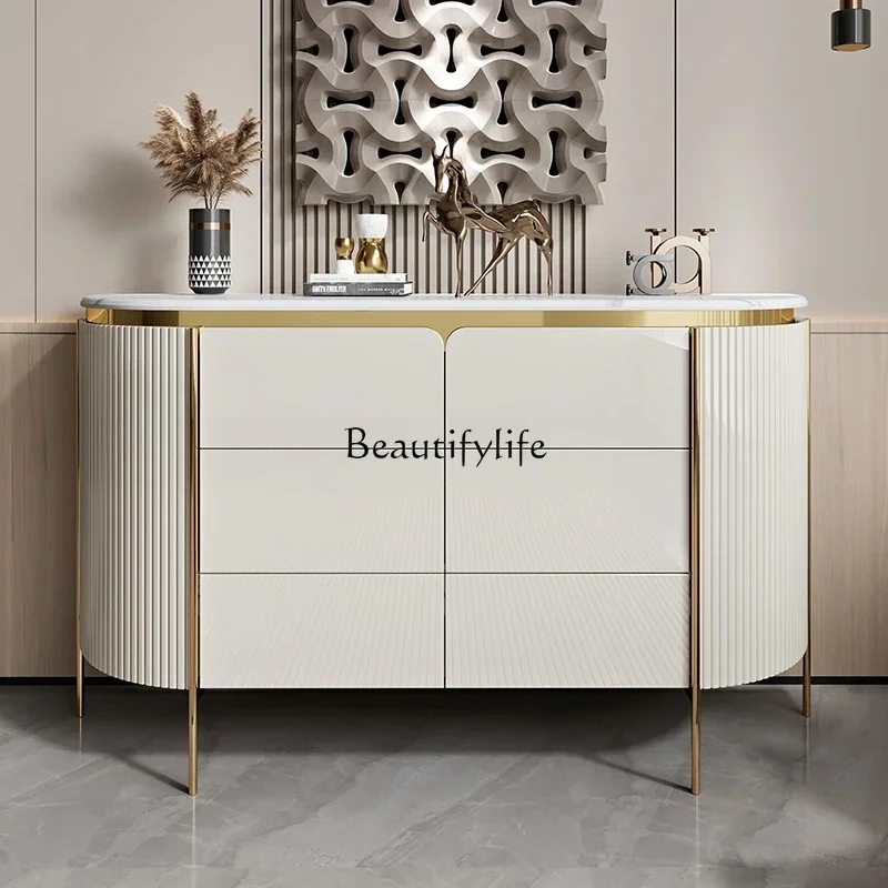 

XX39Italian light luxury porch cabinet marble dining side cabinet foyer partition paint entry