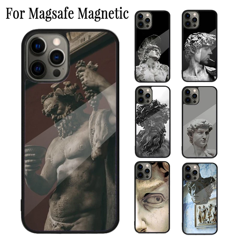 Greek Aesthetics Plaster statue Magnetic Phone Case Coque For iPhone 16 15 14 Plus 13 12 Mini 11 Pro Max Magsafe Wireless