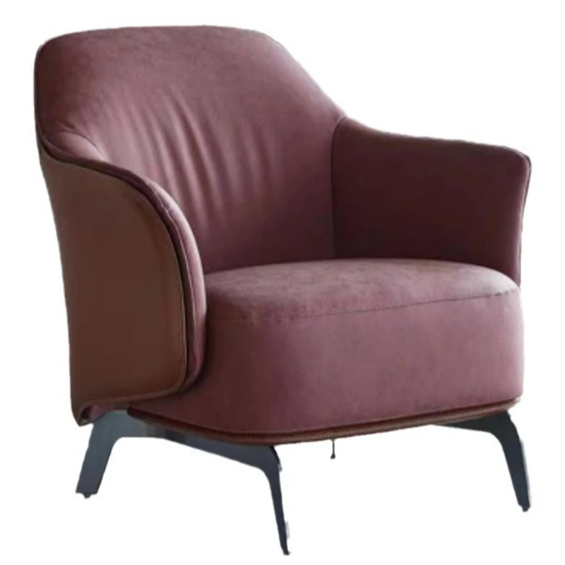 Italian minimalist, casual sofa chair, high-end saddle leather, negotiating coffee room