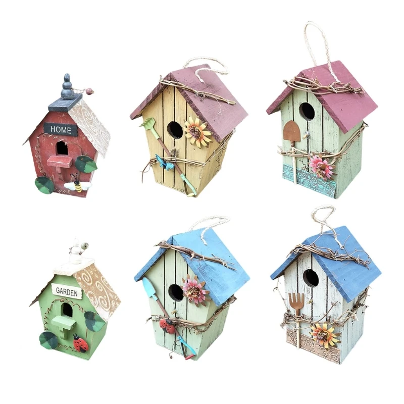 Hanging Bird Breeding House Weather Resistant Rural Bird House for Hummingbirds