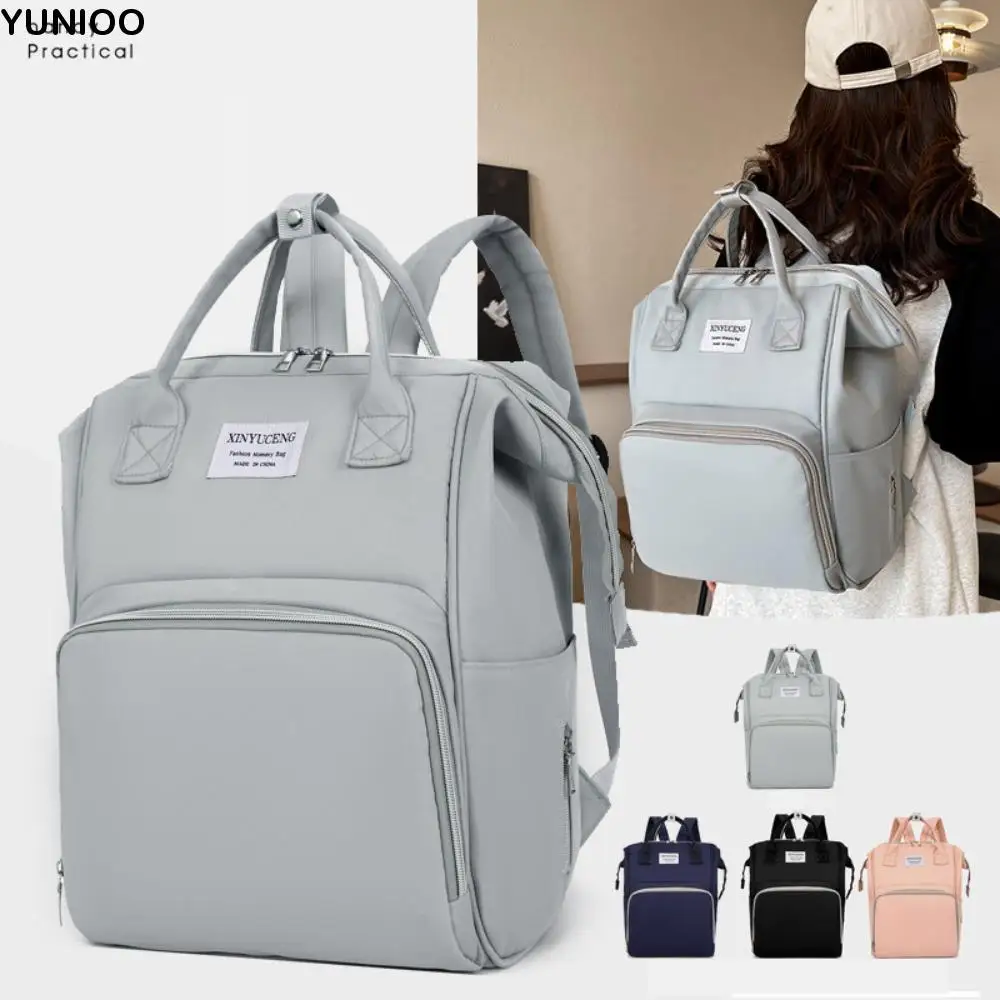 

Multifunctional Mommy Backpack Large Capacity Solid Color Baby Diaper Bag Wear-resistant Anti Splash Water Mommy Shoulder Bag