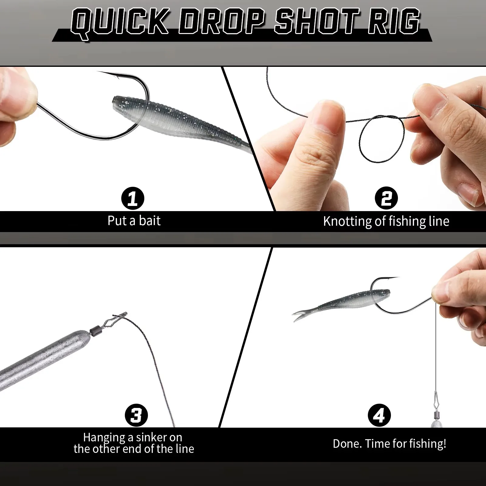 Angelhaken für Drop-Shot-Technik 50-100 Stück Schwarz Nickel Hochkarbon-Stahl Starke Angelhaken für Salz- und Süßwasser – Detail 3