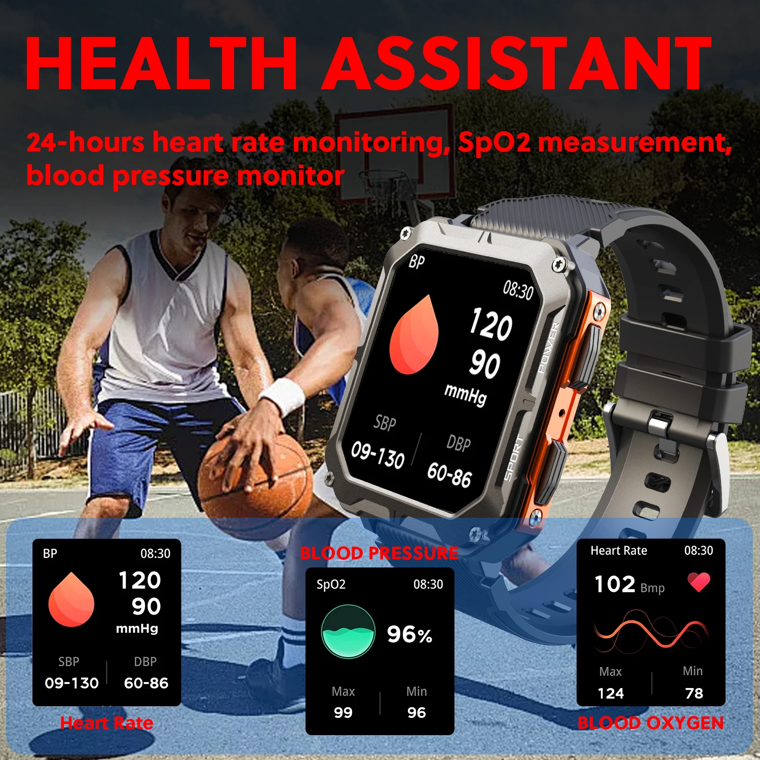 New Smart Watch Voice Assistant BT Wireless Call Business IP68 Outdoor Sport Watch Waterproof Wristwatch For Xiaomi C20 Pro