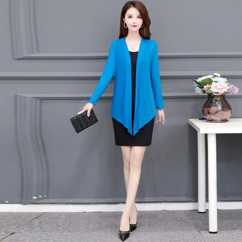 

Women Mesh Shawl Collar Shirts White Shirt Long Sleeve Blouse Female Top OL Basic Shirt Blouses Large Size Elegant Bolero Camisa