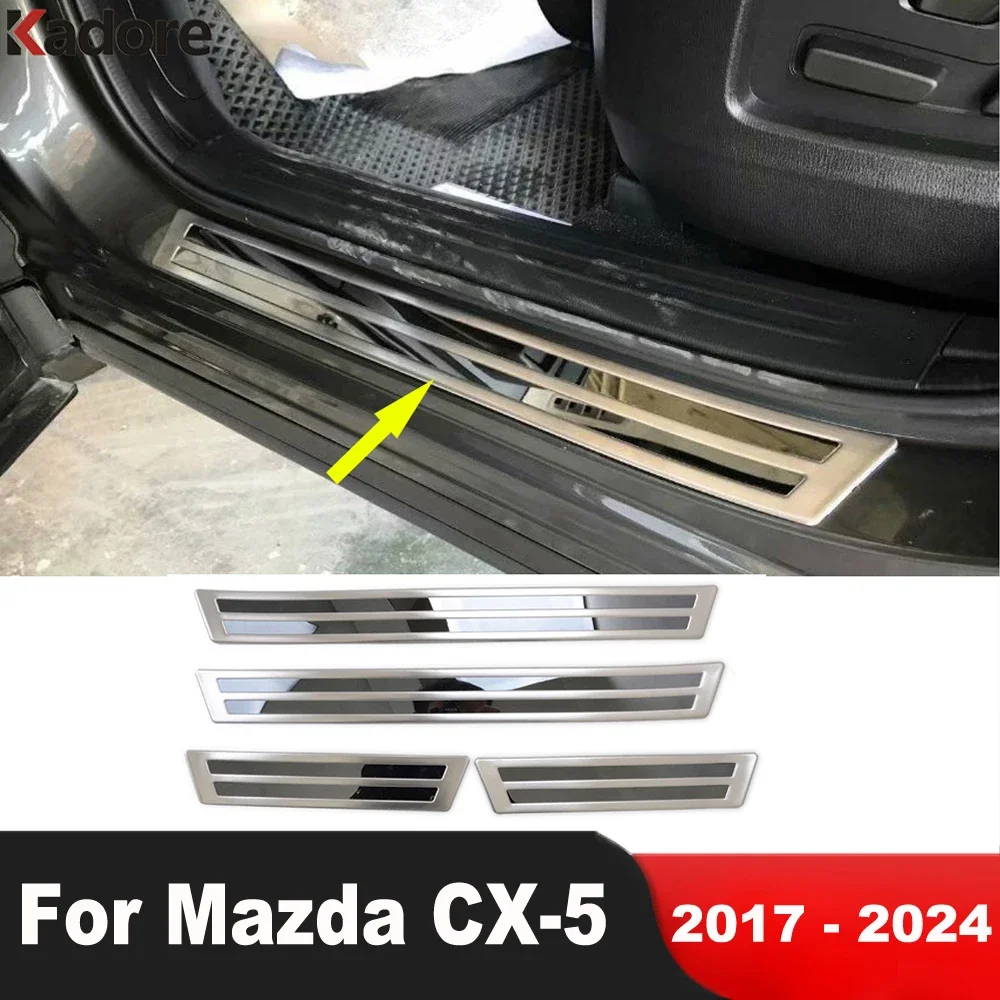 

Door Sill Scuff Plate Cover Trim For Mazda CX5 CX-5 KF 2017-2022 2023 2024 Steel Car Welcome Pedal Protector Guard Accessories