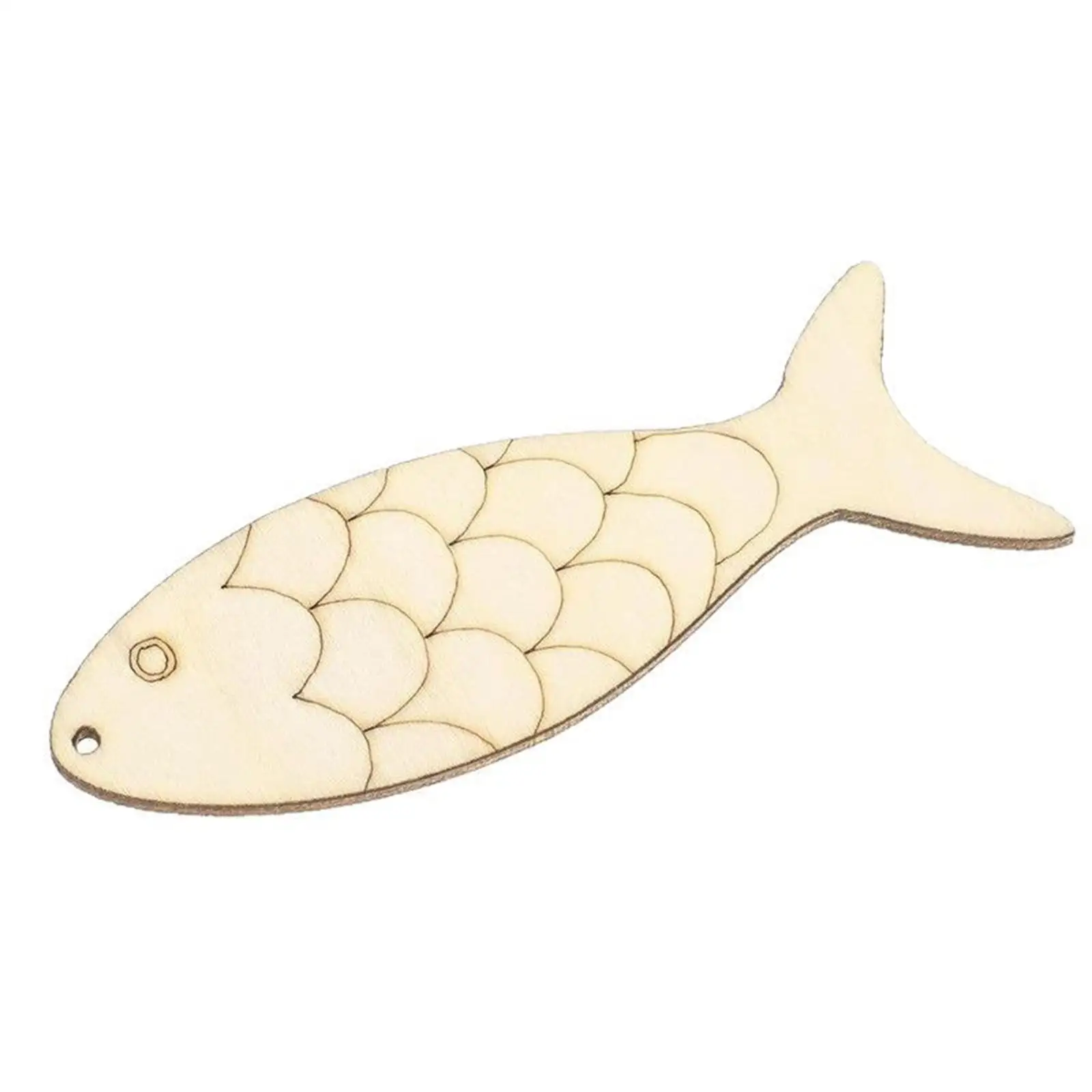 30x Unfinished Fish Wood Cutouts Multipurpose with Holes And Ropes Wood Crafts