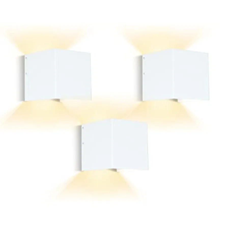 

Modern Battery Operated Wall Sconces, LED Cube Indoor Up and Down Wall Lamp with Remote Control, Dimmable Cordless Wall Lightin