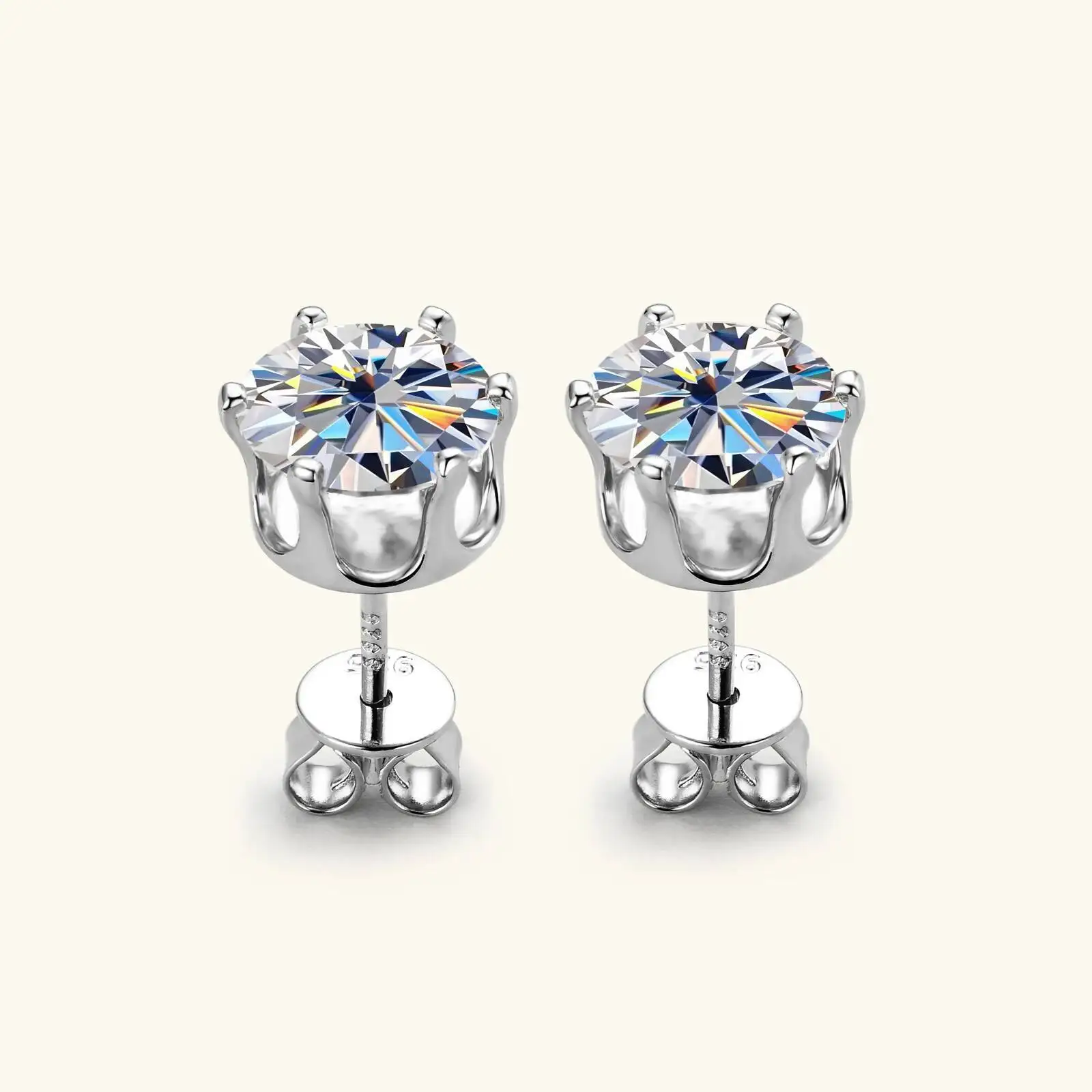 JoiasHome Ohrstecker aus 925er Sterlingsilber, 0,1–3 Karat, D-Farbe, Moissanit-Ohrstecker, funkelnder Piercing-Schmuck für Damen und Herren – Detail 13