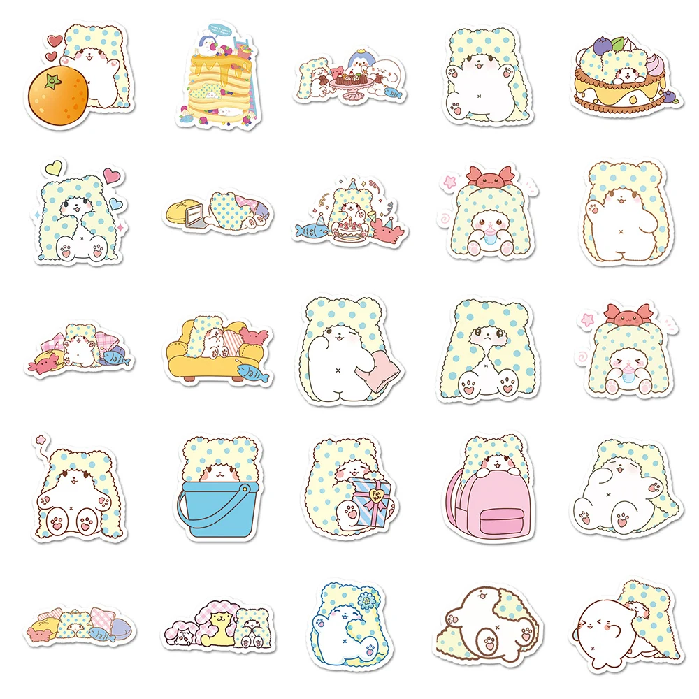 10/30/51 buah Kawaii Marumofubiyori Moppu Sanrio stiker lucu kartun anak DIY stiker mainan Skateboard buku harian casing ponsel hadiah stiker