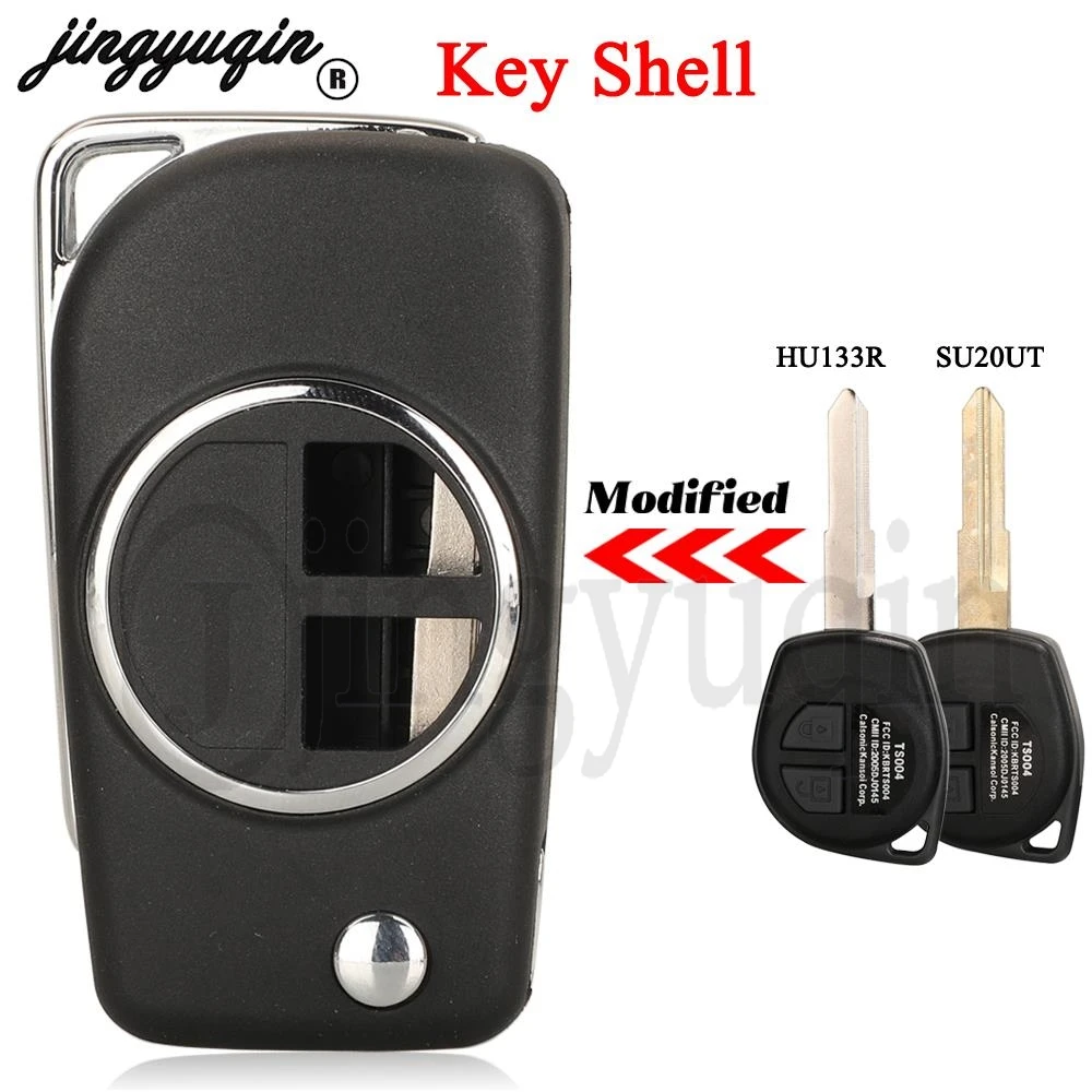 jingyuqin 2 Buttons Folding Car Remote Key Shell Case For Suzuki Jimny 2020 HU133R / SU20T Blade fob Modified Replacement