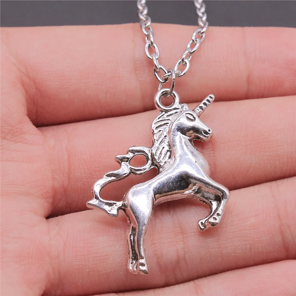 2 Colors 37x28mm Big Size 3D Lucky Horn Horse Pendant Necklace For Women Men Long Chain Necklace