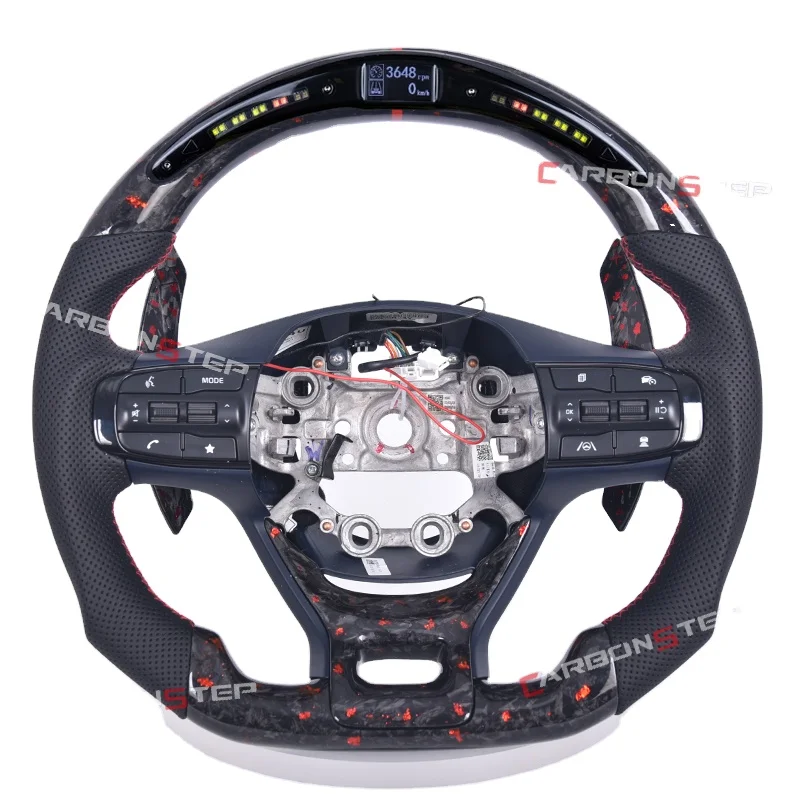 Custom Forged Carbon Fiber Car Steering Wheel for Kia With LED