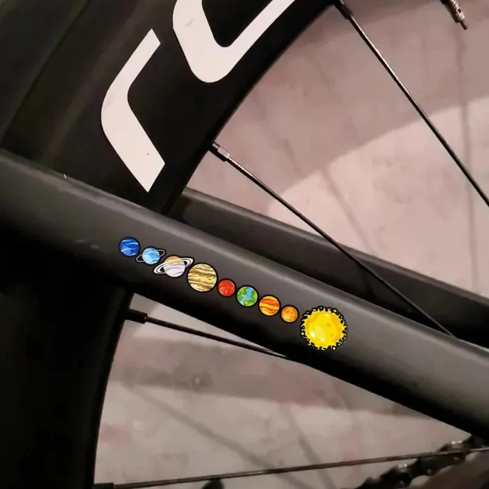 Nuevo adhesivo para bicicleta Nine Planets, calcomanía decorativa para cuadro de bicicleta, calcomanía reflectante y duradera para cuadro de bicicleta de carretera