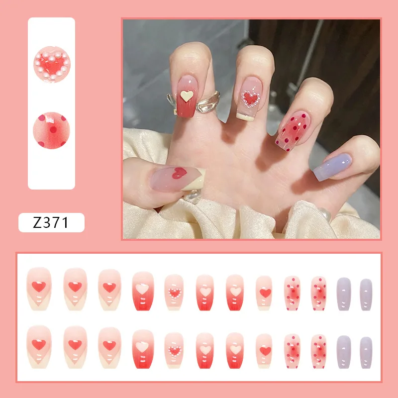 Diamond Fake Nail Dragen Gecombineerd Nail Stuk Afgewerkt Product Wearable Fake Nail Stickers Waterdicht 3d Relief Manicure