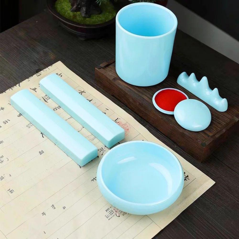 Office Desktop Organizer Calligraphy Kit Brush Stand Paperweight Ink Container For Biyumi Style Accessories
