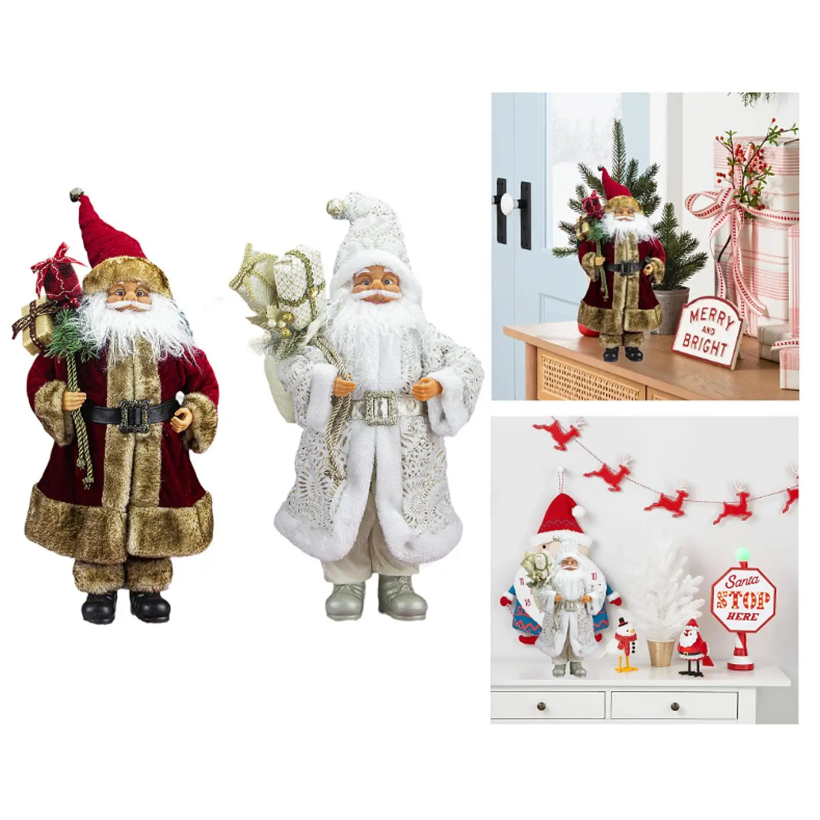 Figurka Świętego Mikołaja na stół, dekoracja świąteczna, lalka Świętego Mikołaja do salonu