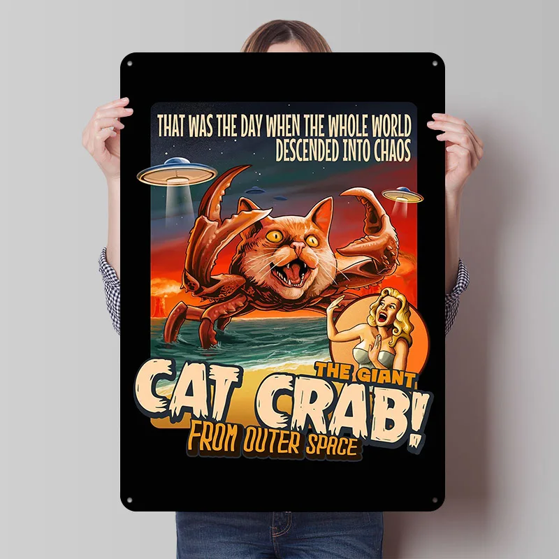 العملاق القط كراب المعادن المشارك تين علامات جدار الفن غرفة نوم الديكور الألعاب علامة معدنية مخصصة للديكور المنزل ديكور خمر