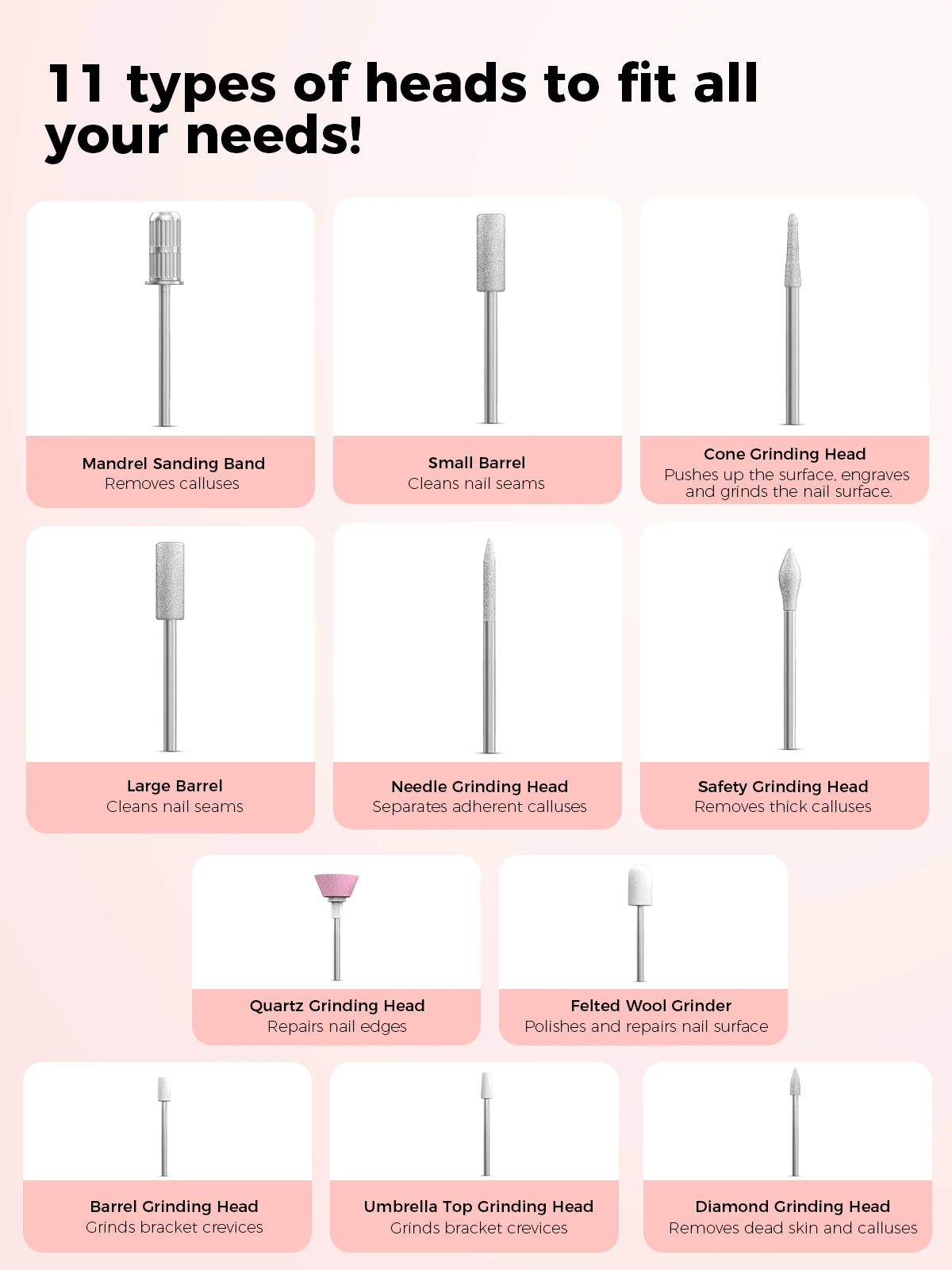 Electric Nail Drill Machine Adjustable Speed Cordless Nail File Kit Portable Manicure Pedicure Tools Polishing Set with Multiple