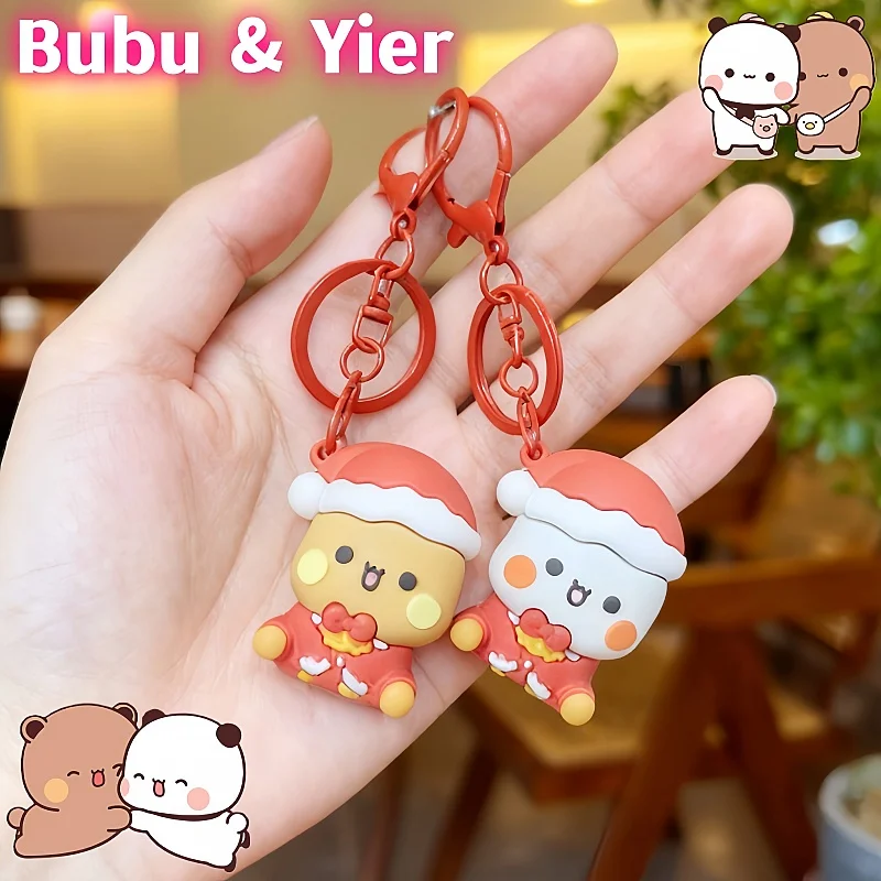 

Рождественский брелок-Panda Bubu & Yier, подвеска на рюкзак с героями мультфильмов, милый брелок Bubu & Dudu, орнамент, Рождественский подарок