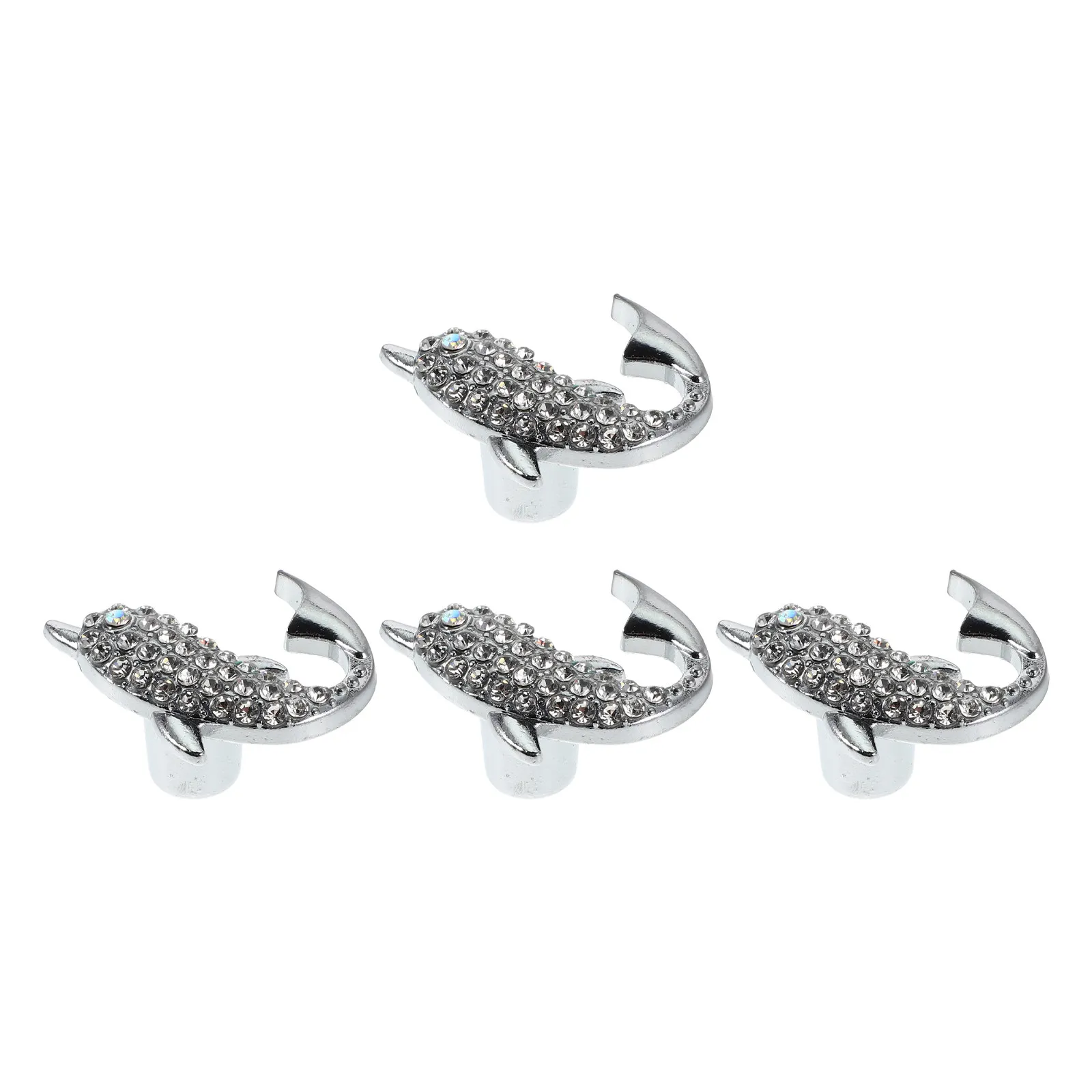 4pcs Dolphin-Shaped Crystal Inlay Drawer Pulls & Cabinet Knobs, Single Hole, American Style Room Handles