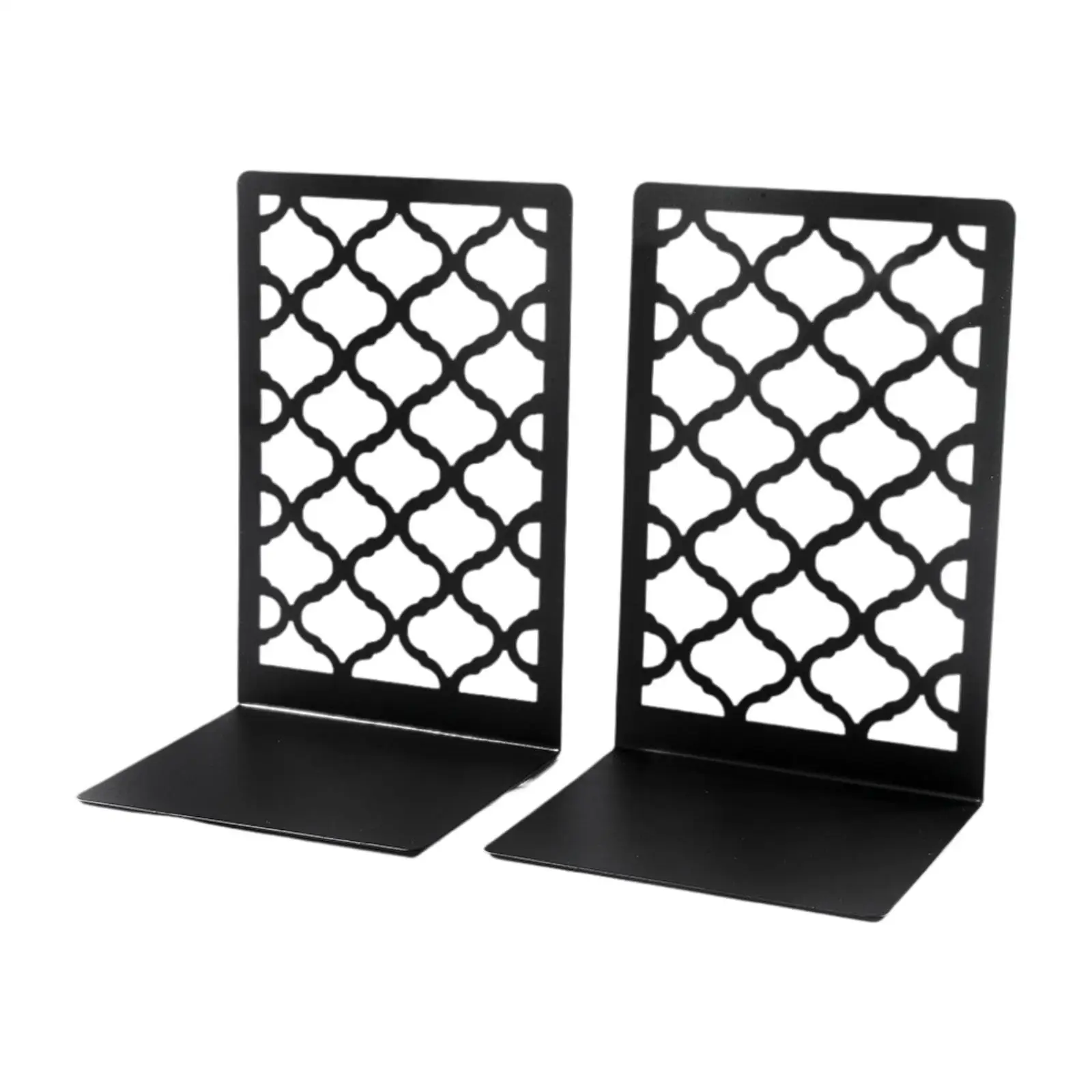 

2 Pieces Metal Bookends Multifunctional CD Holder Anti Slip Base Journal Books Organizer Desktop Book Holder for School Home