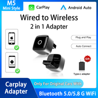 Wired to Wireless 2 in 1 Wireless CarPlay Adapter Box Intelligent Systems for Car Build In Wired Carplay Plug & Play Mini style