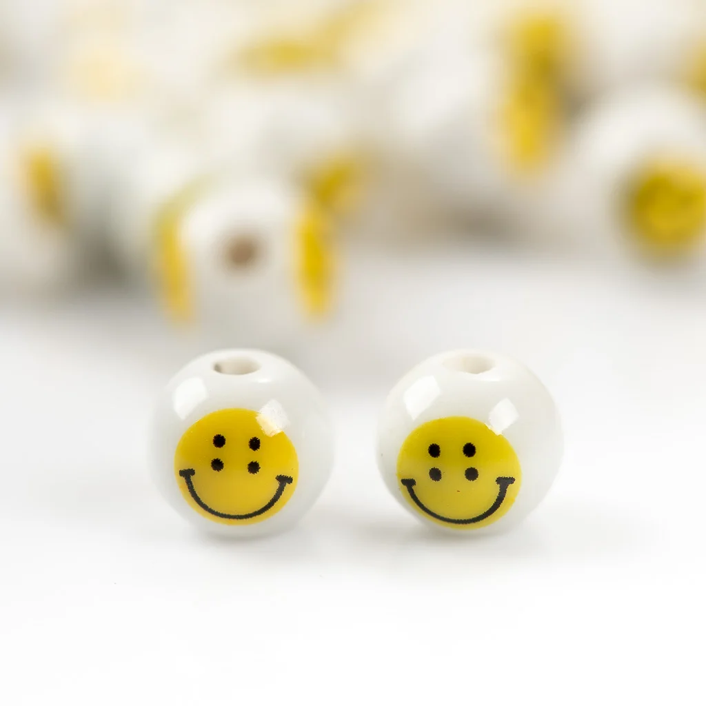 10#10pcs Punk Style Smiling Face High Temperature Exquisite High Quality Ceramic Beads Jewelry Making Accessories #MY267