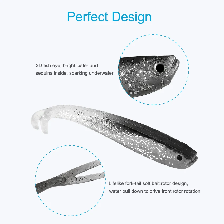 Ackibbik 24 قطعة طعوم صيد السمك الناعمة سيليكون الطعوم الاصطناعية طعوم السباحة أسماك البلمة الناعمة لملحقات صيد سمك السلمون المرقط #3