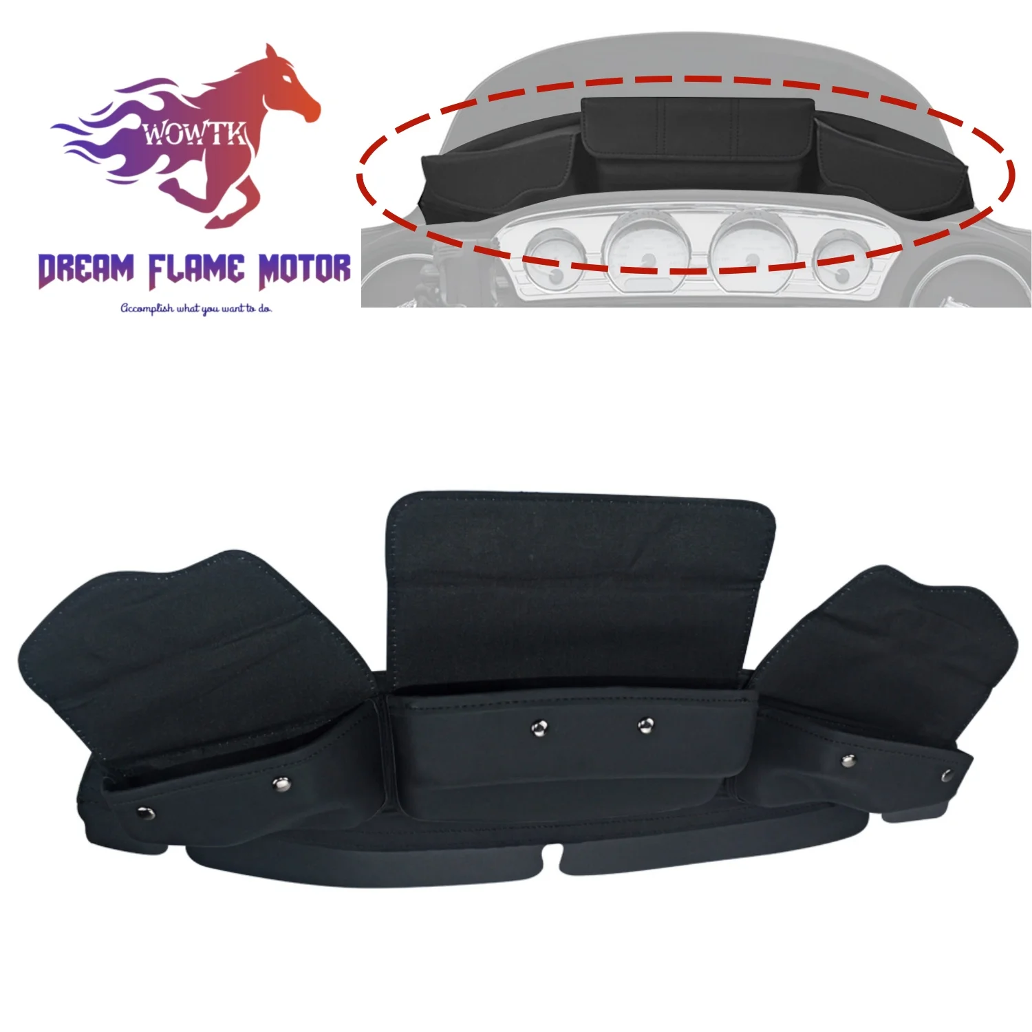 Motorcycles Batwing Fairing Storage Pouch 3 Pocket Windshield Bag For Harley Electra Street Glide Tri Glide CVO FLHXS 2014-2025
