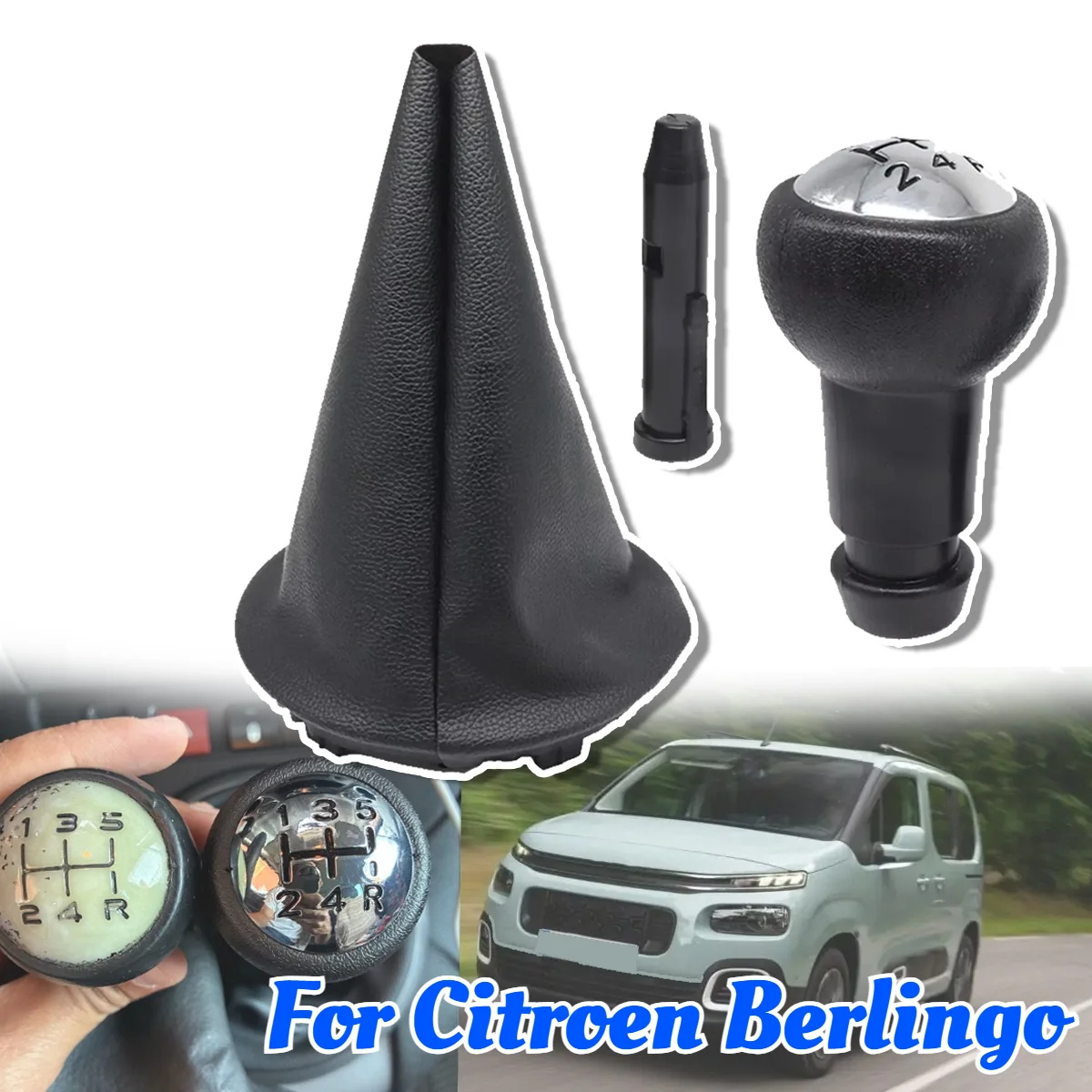 5 Speed Manual Gear Shift Lever Knob Gaiter Pen Cover Boot Parts Repair Kit For Citroen Berlingo Multispace B9 2008 2009-2018