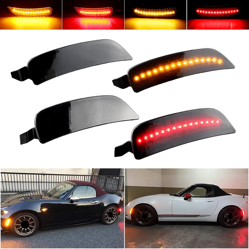 4PCS Clear Smoked LED Bumper Side Marker Light For 2016-2022 Mazda Miata MX-5 NA1J-51-5F0B NA1J-51-5E0B NA1J-51-5H0C