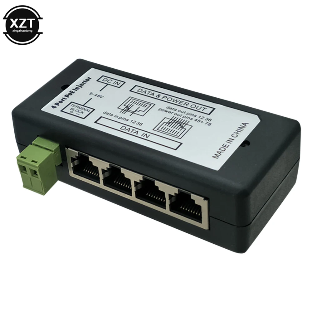 4-Port Centralized POE Power Supply Module 9-48V Bridge Monitoring Solar Battery Power Supply DC POE Power Supply Box