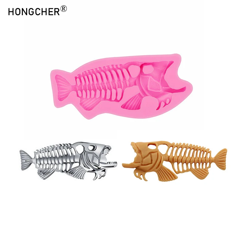 Fisch Knochen Mond Schädel gekreuzte Knochen Silikonform Ohrringe Anhänger Halskette Dekoration Anhänger Harz Schmuck Zubehör Tropfform