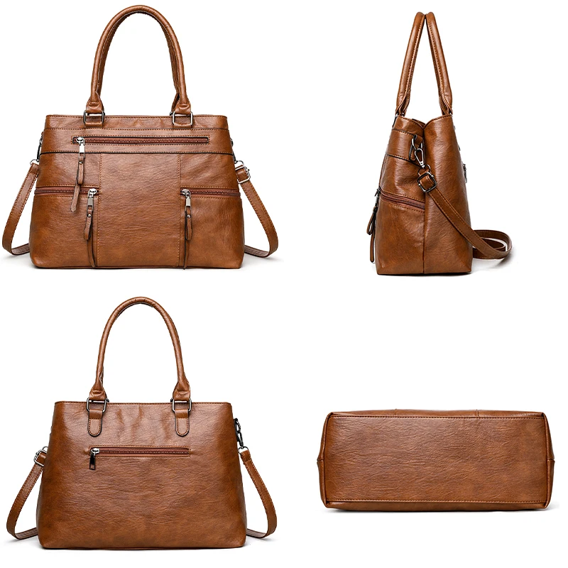 Genuine Brand Soft Leather Top-handle Bags Female Handbags Women Shoulder Crossbody Tote Messanger Bag Large Capacity Sac