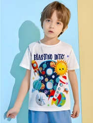 Space Planet Eight Children's Clothing Boys T Shirts 2024 Kids Clothes T-shirt for a Boy Child Tee Shirt Short Sleeve Tops Top