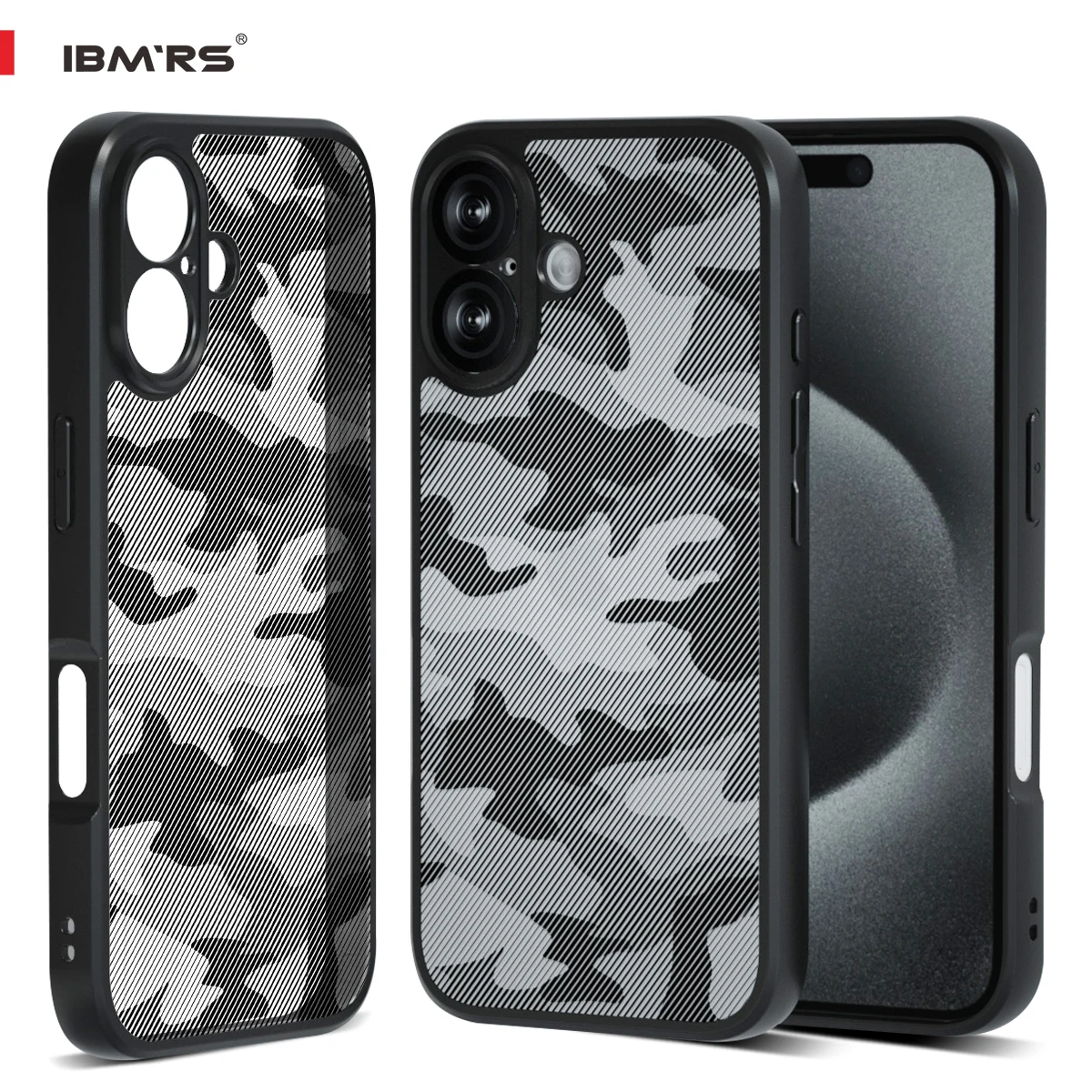 

IBMRS for Apple iPhone 16 Case, Non-Yellowing Shockproof Phone Cover, Anti-Scratch Clear Back camo (Clear)