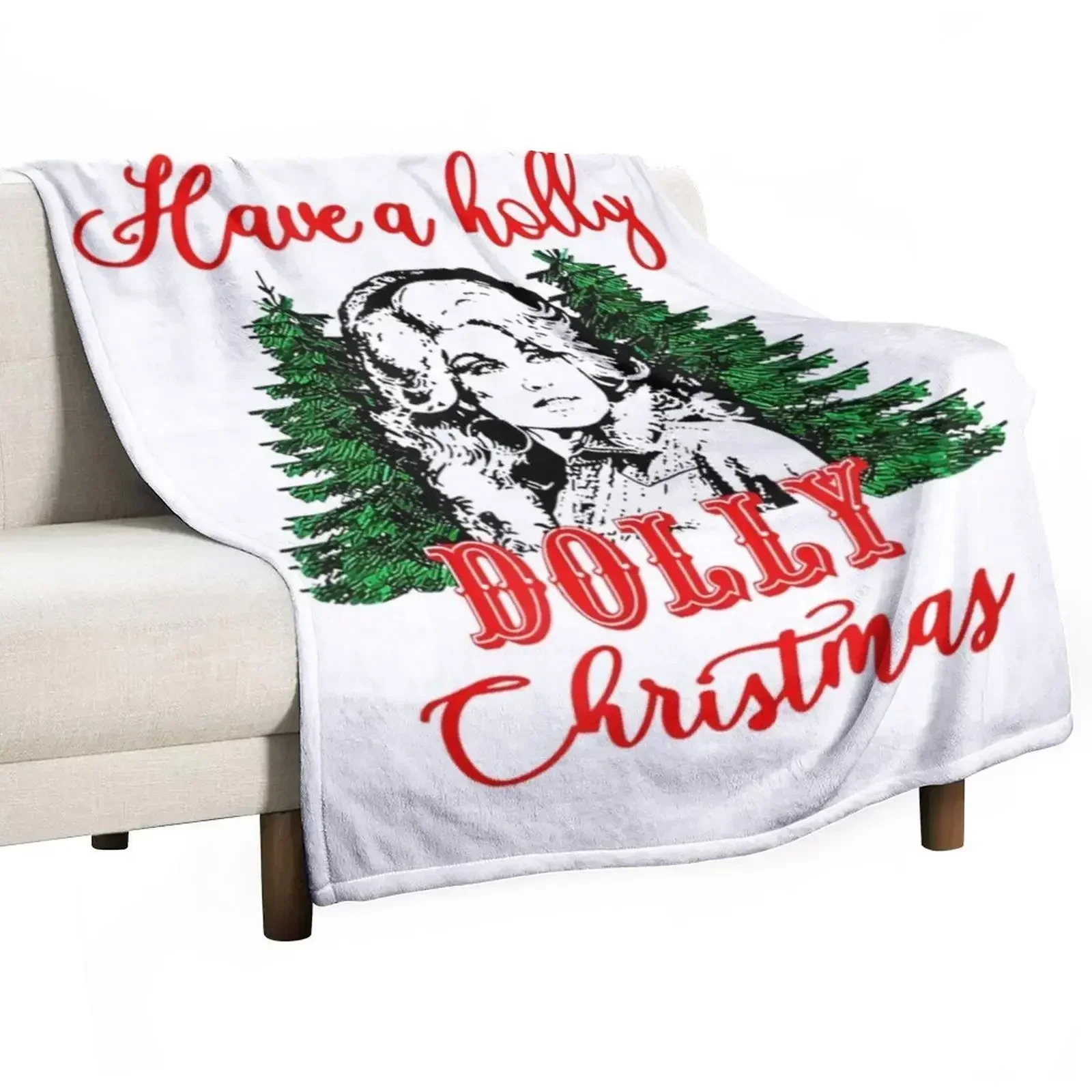 Have A Holly Dolly Christmas Matching Family Pjs Xmas Tee Throw Blanket Plaid Comforter Hairys Personalized Gift Blankets