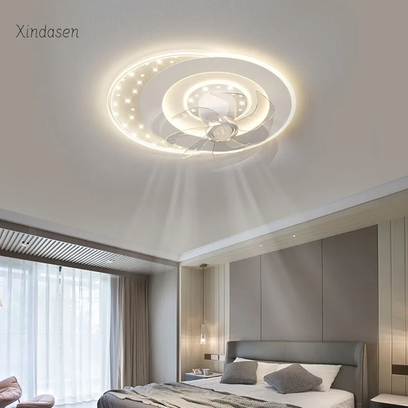 

Bedroom Ceiling Light With Fan Remote Control White Round Modern Led Chandelier With Ceiling Fan Lamp For Living Room Kitchen