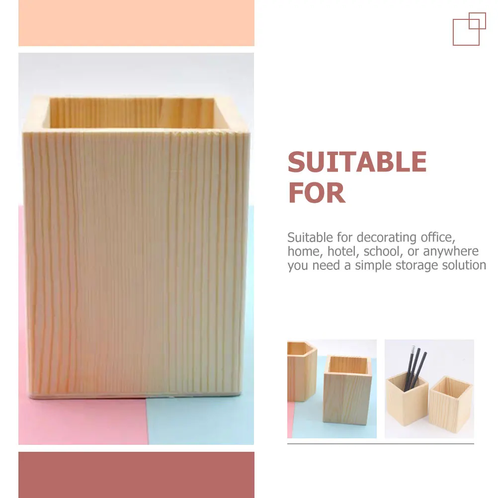 

2 Pcs Pine Pen Holder Wood Material Long Term Use Office Home Hotel School Storage Solution Fresh Colors Easy Match