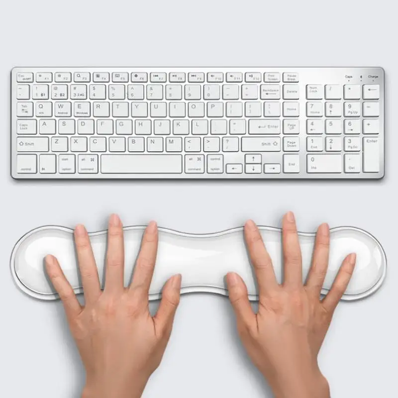 Muismat met polssteun, toetsenbordsteun, antislip siliconen transparante desktop kantoorgameconsole, muispolssteun