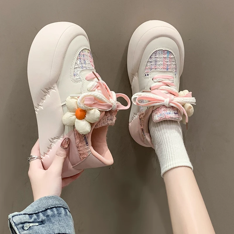 2023 New Kawaii Fashion All-match Platform Shoes Sports Style Casual Round Toe Spring Autumn Korean Version Sweet Cute Sneakers