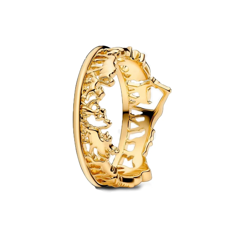 نمط الألعاب 925 فضة التاج الذهبي والأسد وانقسام رون القلب والجمجمة ومزدوجة الطبقات التنين الدائري مجوهرات محايدة باردة #4