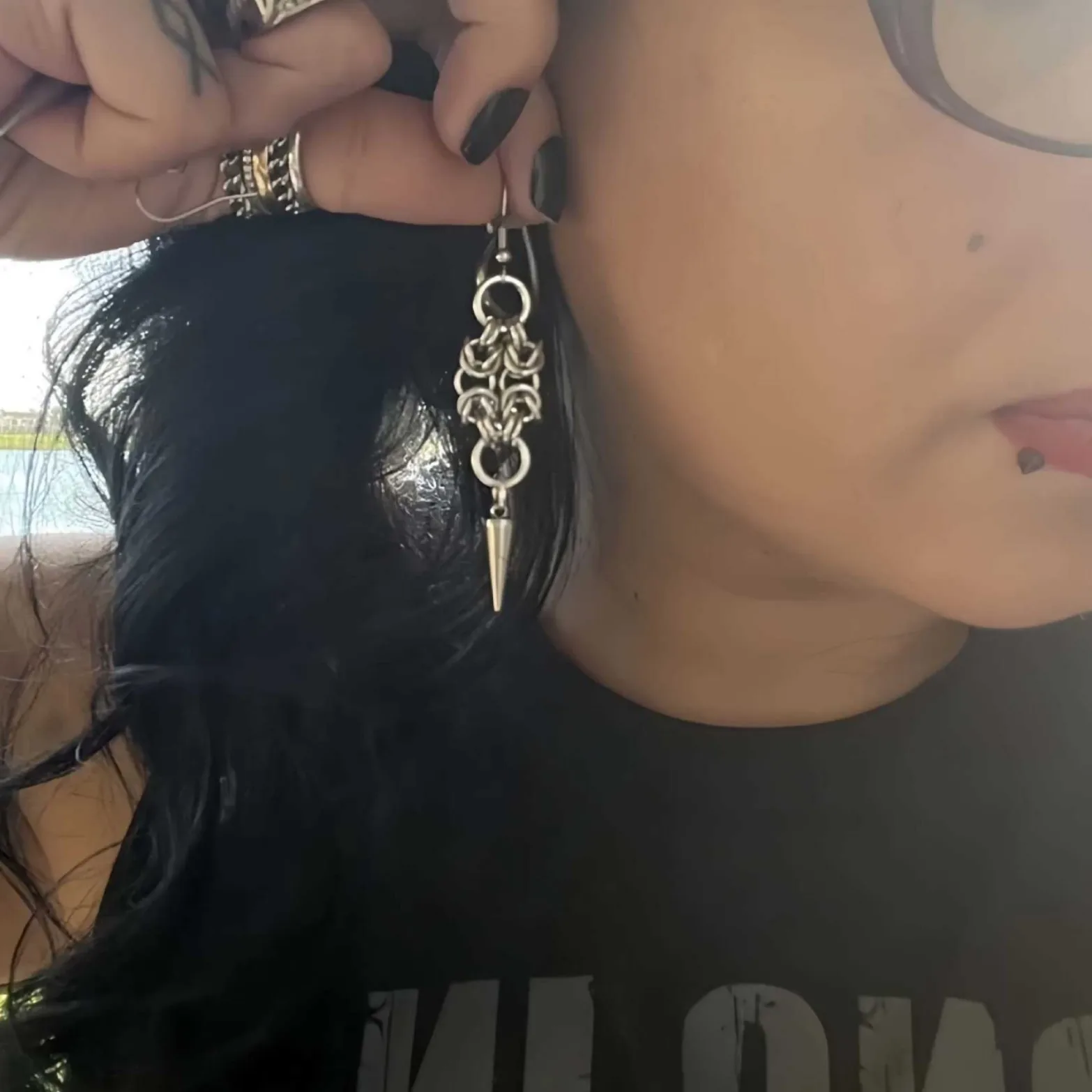 Valkyrie Gothic Chainmail Earrings – Edgy Spike Dangles, Alternative Cyberpunk Jewelry Gift