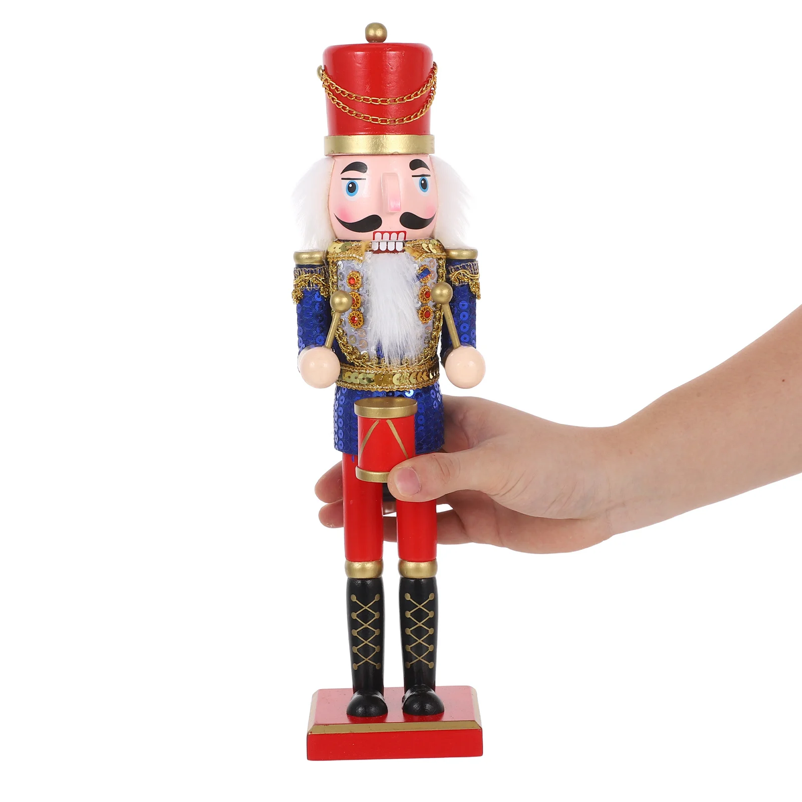 

38cm Christmas Nutcracker Decoration Wooden Nutcracker Soldier Glitter Figure Xmas Table Fireplace Shelf Centerpiece Holiday