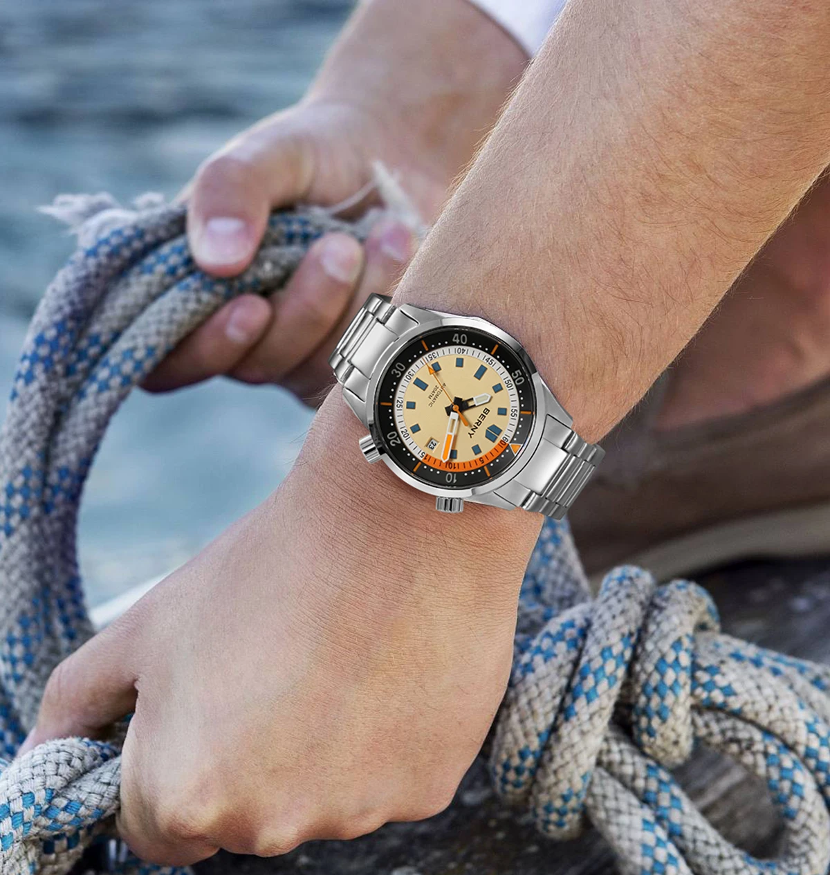 BERNY Orologio automatico da uomo Orologio subacqueo impermeabile da BERNY Orologio automatico da uomo Orologio subacqueo impermeabile da