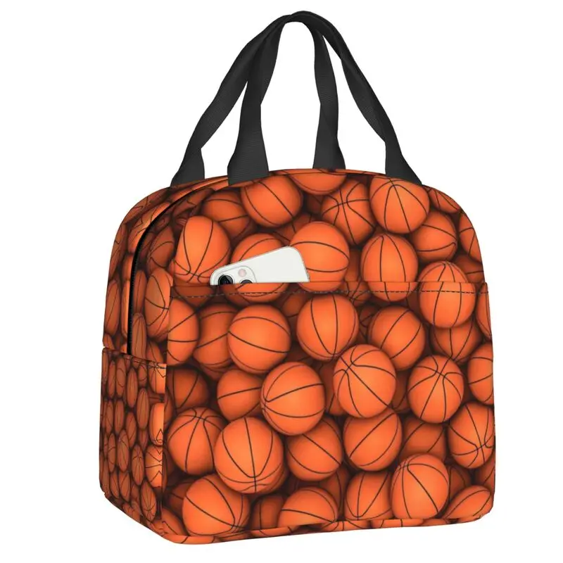 Basketball Sport Pattern Lunch Bag Men Women Warm Cooler Insulated Lunch Container Box for Kids School Picnic Food Tote Bags