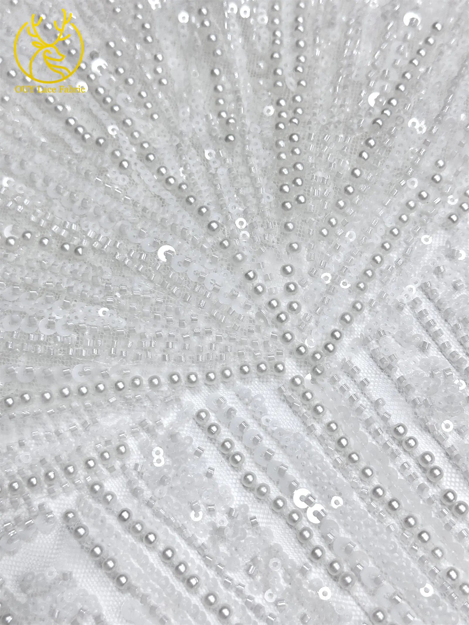 Afrikanischer Perlen-Spitzenstoff 2026 Heißer Verkauf Nigeria Französischer Tüll-Pailletten-Spitzenstoff für Party-Abendkleid-Nähmaterial 5 Yards – Detail 11