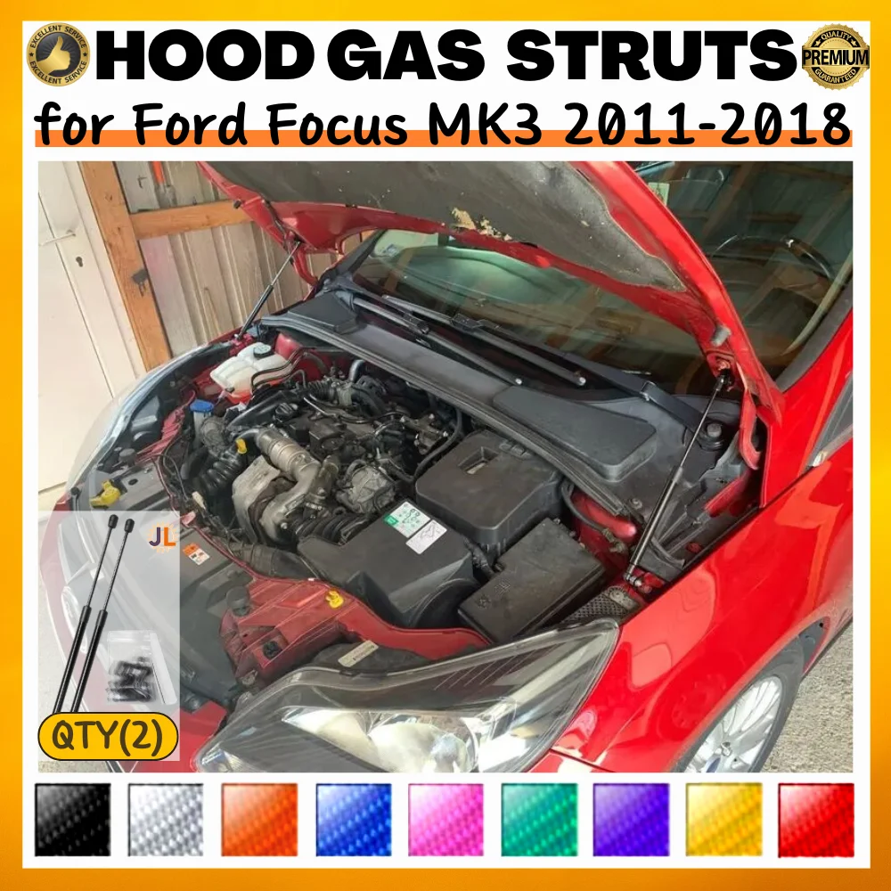 

Qty(2) Hood Struts for Ford Focus MK3 2011-2018 Front Bonnet Modify Gas Springs Shock Absorber Lift Supports Dampers