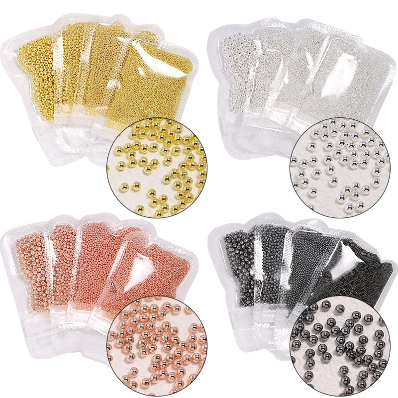 10g 0.4mm-3mm 4 Colors Mini Steel Ball Metal Micro Caviars Alloy Nail Art Rhinestones Jewelry Manicure Accessories DIY Ornaments